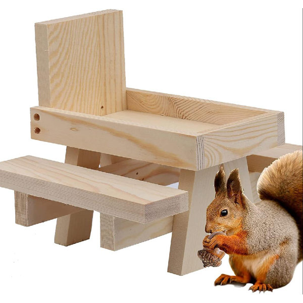 Arlmont & Co. Squirrel Picnic Table Feeder, Cute Hanging Mini Picnic Table For Squirrels And